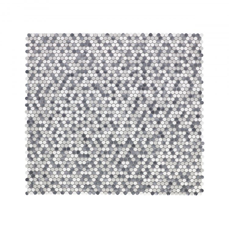Penny Round Mixed Grey Glossy 11.5 x 12.25